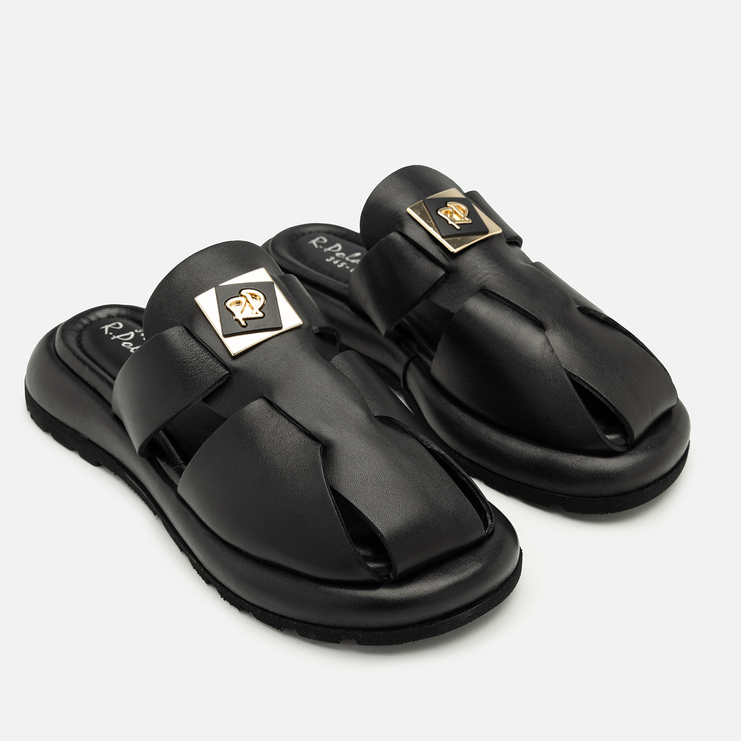 Klapki R.Polański 2128 - Czarny Lico