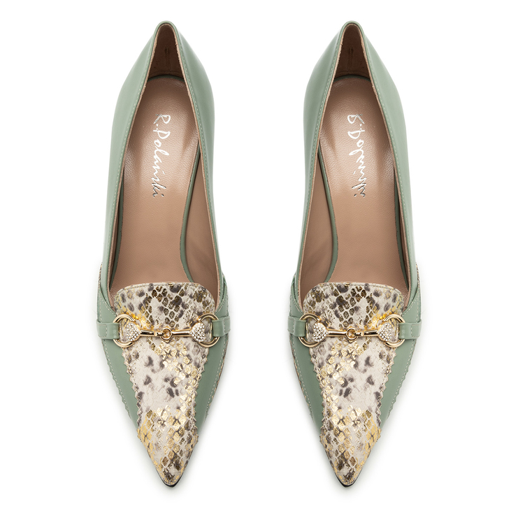 Czółenka R.Polański 2062 - Zielony Lico/Snake