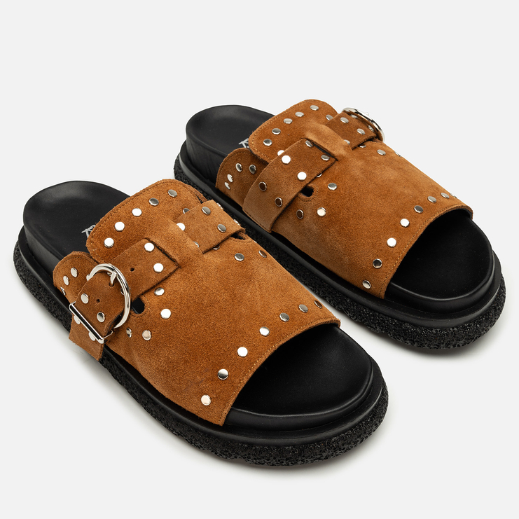 Klapki R.Polański 2160 - Camel Zamsz