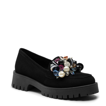 Mokasyny R.Polański 1696 - Czarny Zamsz