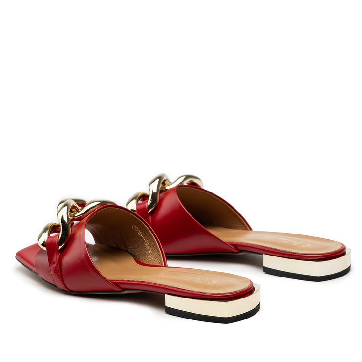 Klapki R.Polański 1271 - Czerwony Lico