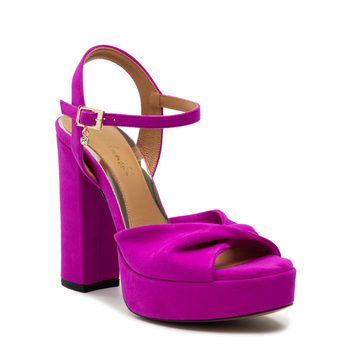 Sandały R.Polański 1668 - Fuksja Zamsz