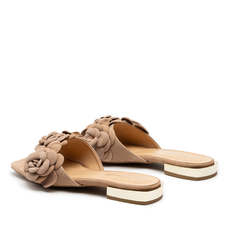 Klapki R.Polański 1281 - Beżowy Zamsz