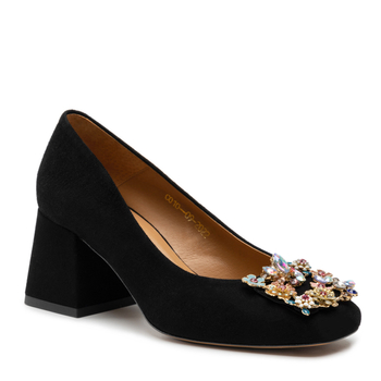 Czółenka R.Polański 1623 - Czarny Zamsz