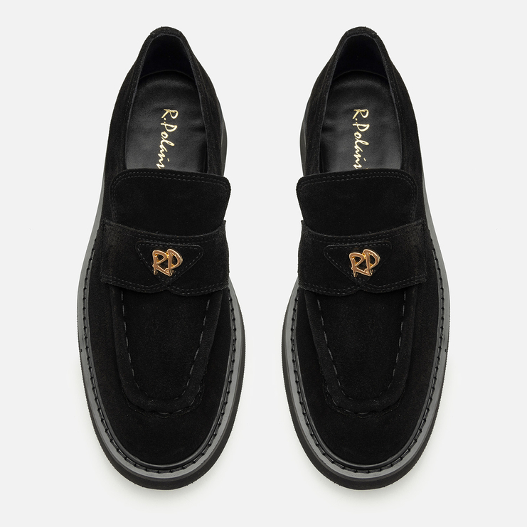 Mokasyny R.Polański 2134 - Czarny Zamsz