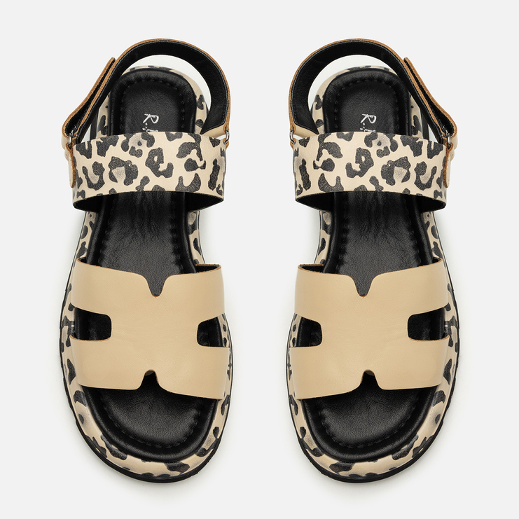 Sandały R.Polański 2209 - Beżowy Lico/Pantera