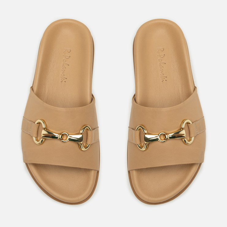 Klapki R.Polański 2215 - Beżowy Lico