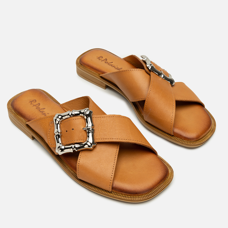 Klapki R.Polański 2152 - Camel Lico