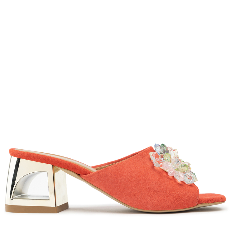 Klapki R.Polański 1021 - Koralowy Zamsz