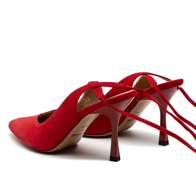 Sandały R.Polański 1421 - Czerwony Zamsz