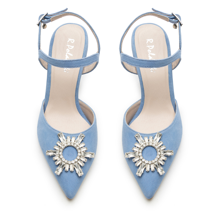 Sandały R.Polański 1419 - Błękitny Zamsz