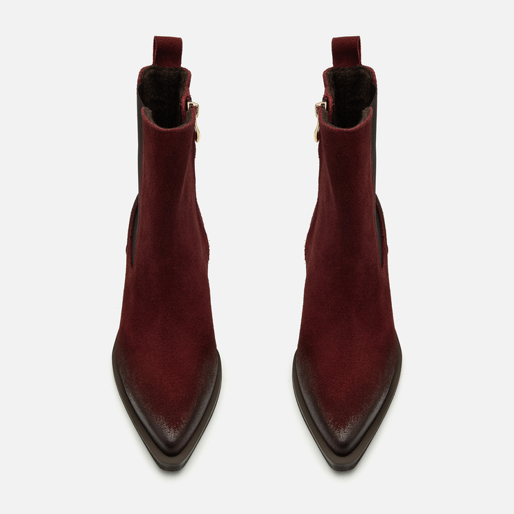 Botki R.Polański 2034/K - Bordowy Zamsz