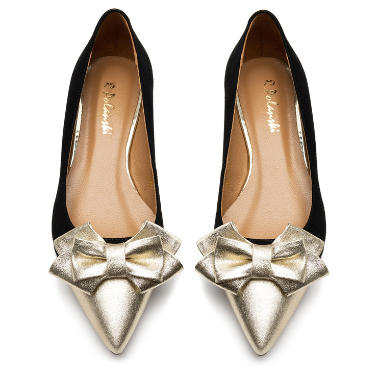 Baleriny R.Polański 1008 - Czarny Zamsz/Złoty