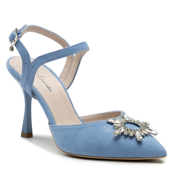 Sandały R.Polański 1419 - Błękitny Zamsz