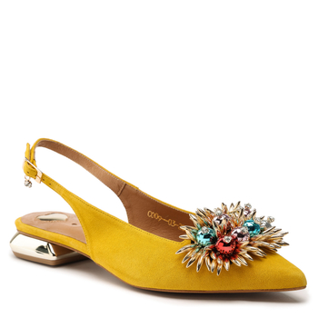 Sandały R.Polański 1488/L - Żółty Zamsz