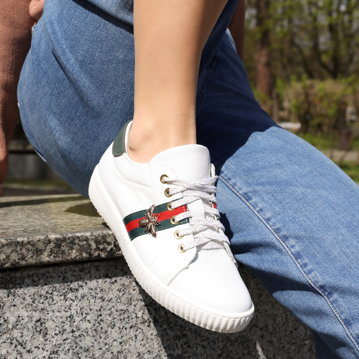 Sneakersy R.Polański 961 - Biały Lico/Zielony