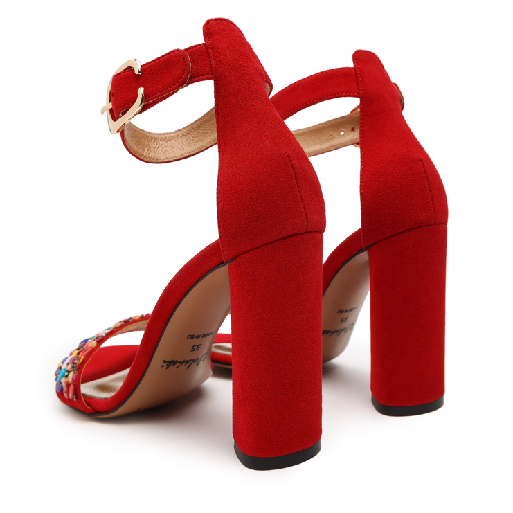 Sandały 1155 - Czerwony Zamsz