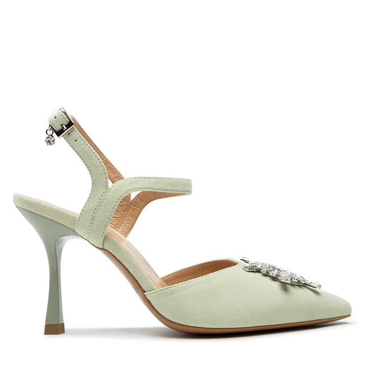 Sandały R.Polański 1419 - Miętowy Zamsz