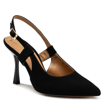 Sandały R.Polański 1442 - Czarny Zamsz