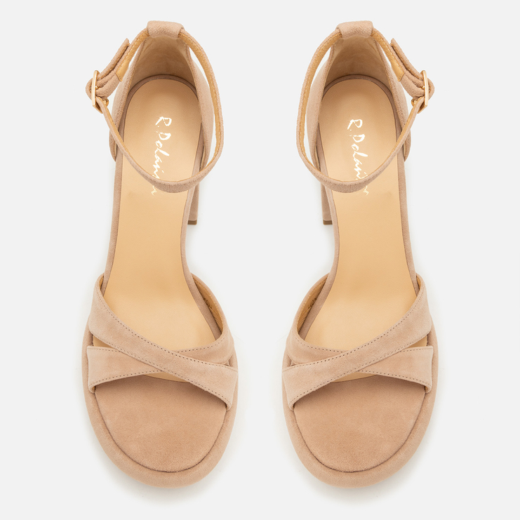 Sandały R.Polański 1822 - Beżowy Zamsz