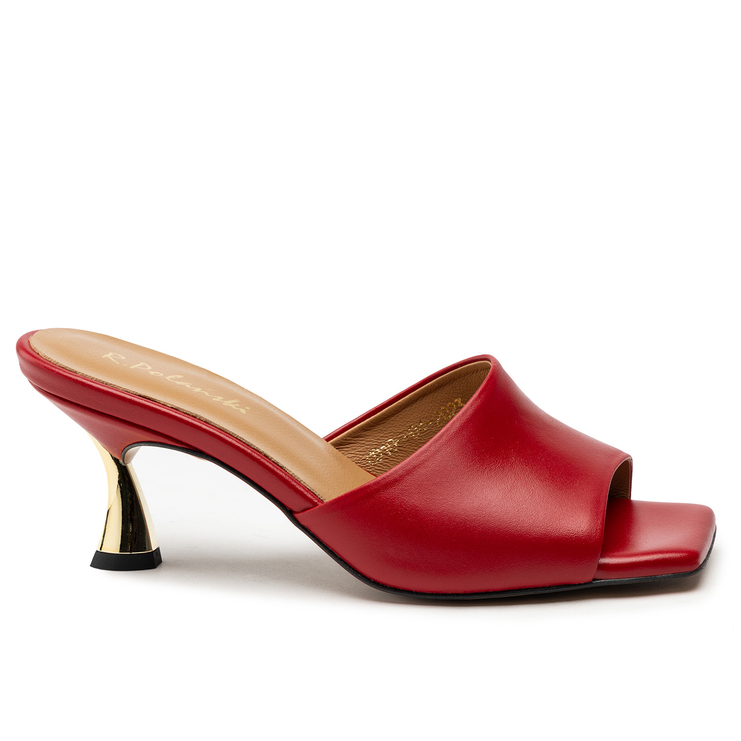 Klapki R.Polański 1236 - Czerwony Lico