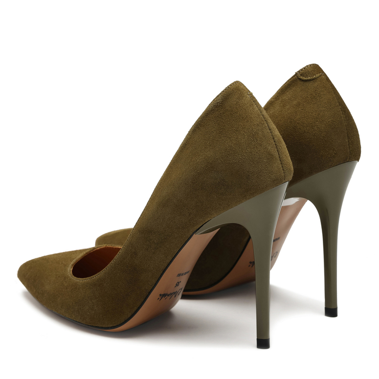 Czółenka A001 - Oliwka Zamsz