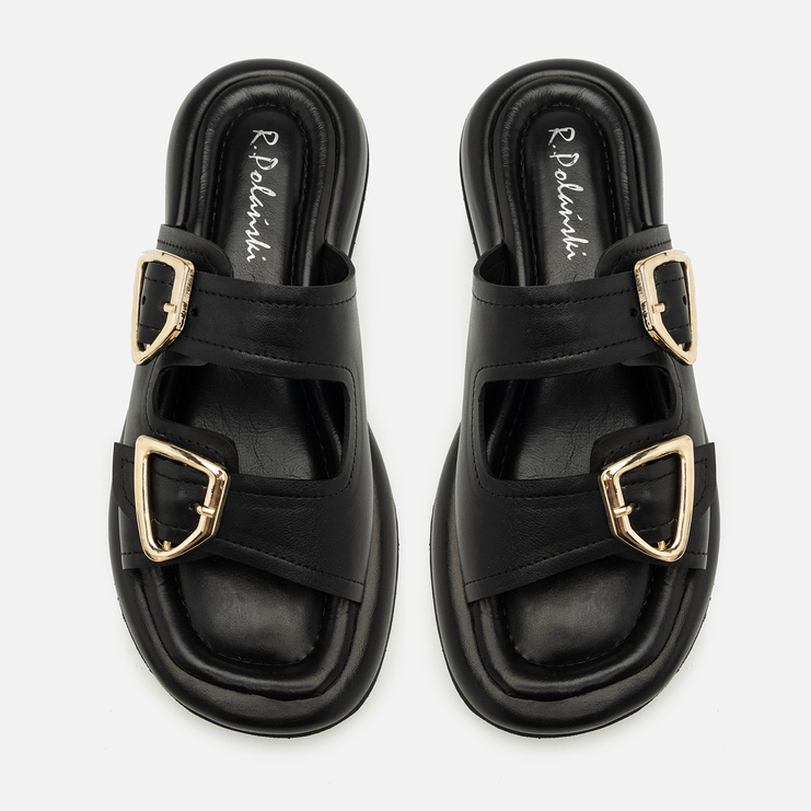 Klapki R.Polański 2131 - Czarny Lico