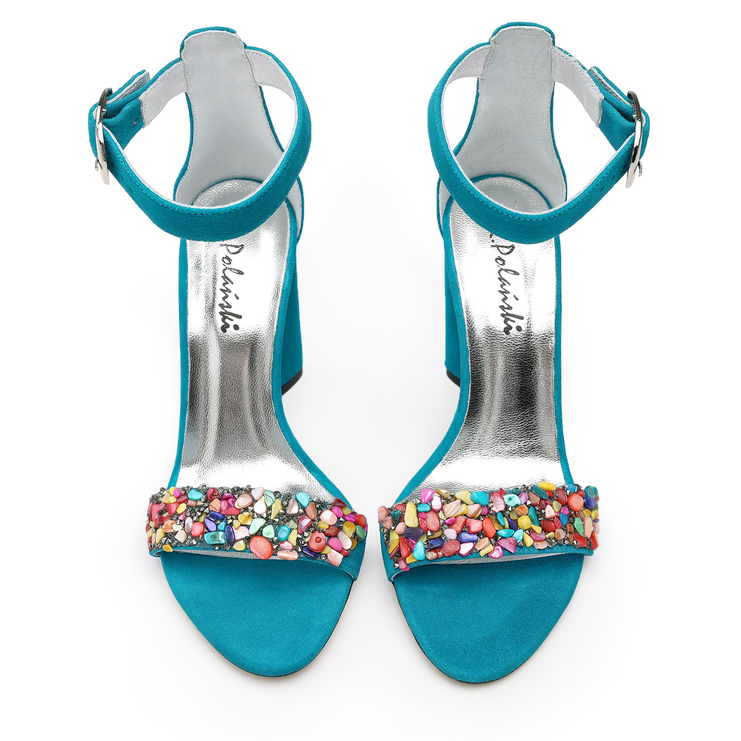 Sandały 1155 - Turkusowy Zamsz