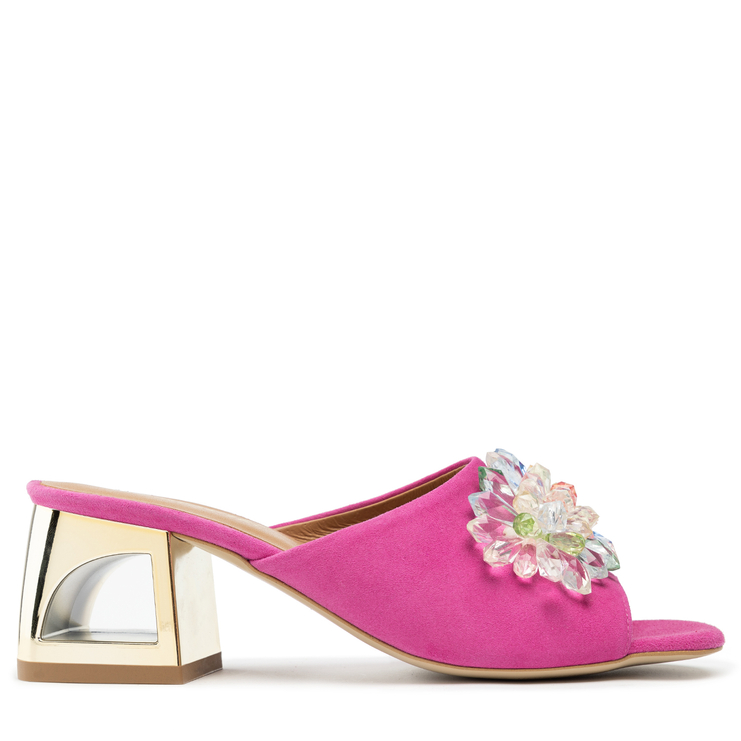 Klapki R.Polański 1021 - Magnolia Zamsz