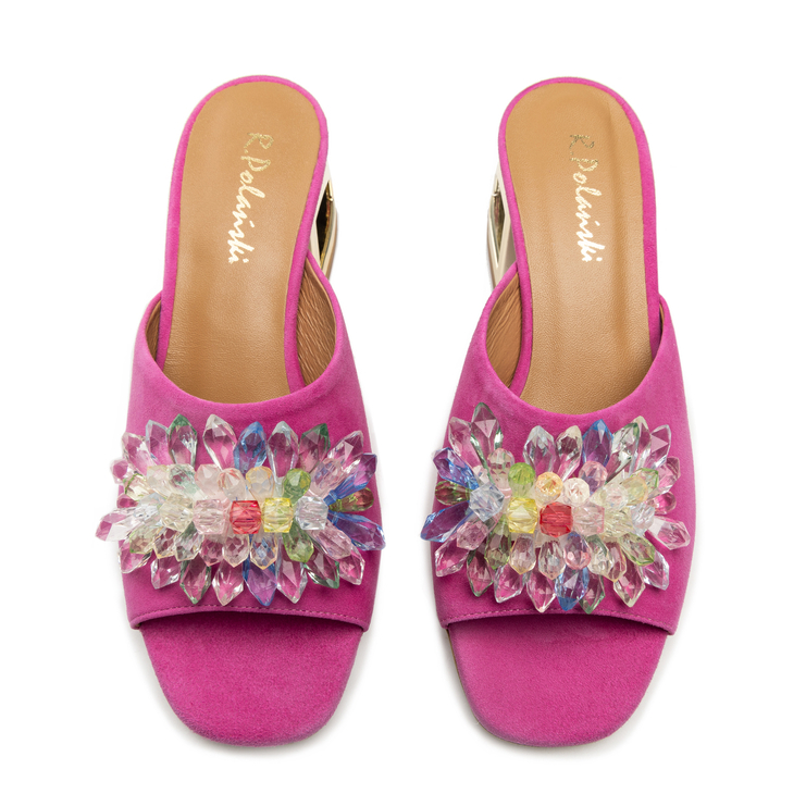 Klapki R.Polański 1021 - Magnolia Zamsz