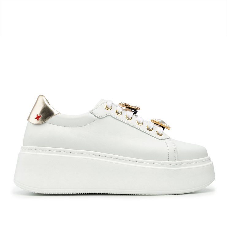 Sneakersy R.Polański 1796 - Biały Lico/Złoty