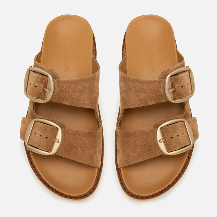 Klapki R.Polański 2157 - Camel Zamsz