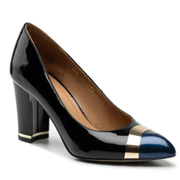 Czółenka R.Polański 1111 - Czarny Lakier/Granatowy