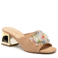 Klapki R.Polański 1021 - Beżowy Zamsz