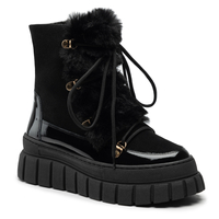 Śniegowce R.Polański 1728 - Czarny Zamsz/Czarny Lakier