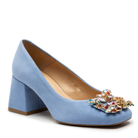 Czółenka R.Polański 1623 - Niebieski Zamsz